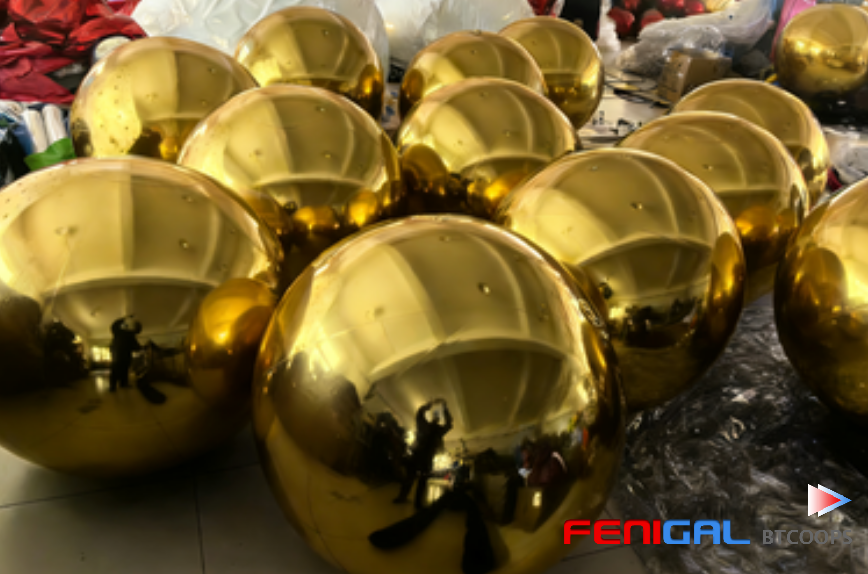 ​Gold Inflatable Mirror Ball – 2m for Weddings & Luxury Private Events